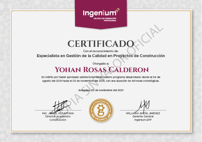 Certificación Ingenium
