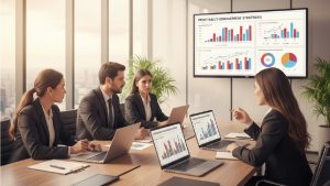 equipo de trabajo analizando la mejora de rentabilidad de una empresa