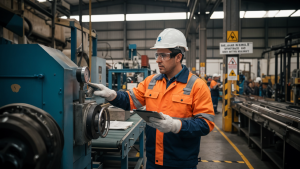 ingeniero realizando una evaluación de riesgos industriales
