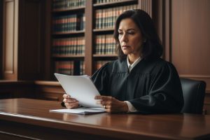 juez de familia tomando una decisión judicial sobre la custodia de un menor